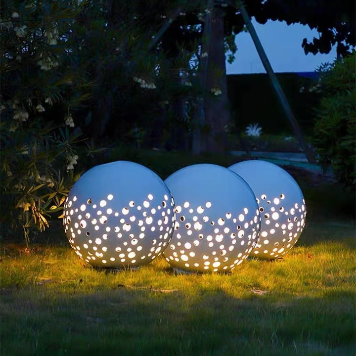 Modern Outdoor Villa Courtyard, Park Landscape Outdoor Lamps Hollow Ball Design Stainless Steel Lamp Body