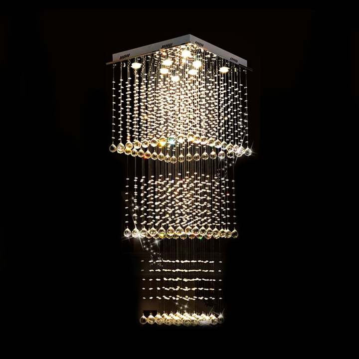 Raindrop Linear Chandelier Square Long Crystal Raindrop Chandelier