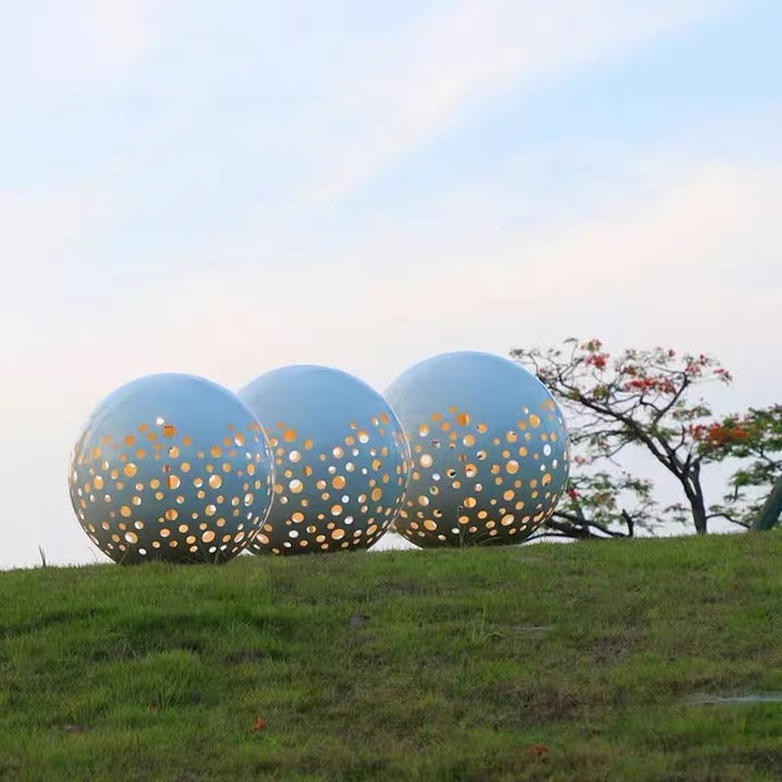 Modern Outdoor Villa Courtyard, Park Landscape Outdoor Lamps Hollow Ball Design Stainless Steel Lamp Body