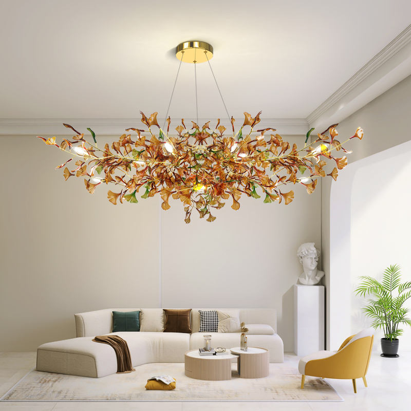 Ginkgo - Amber B Amber (Green Accents) Chandelier Galileo Lights