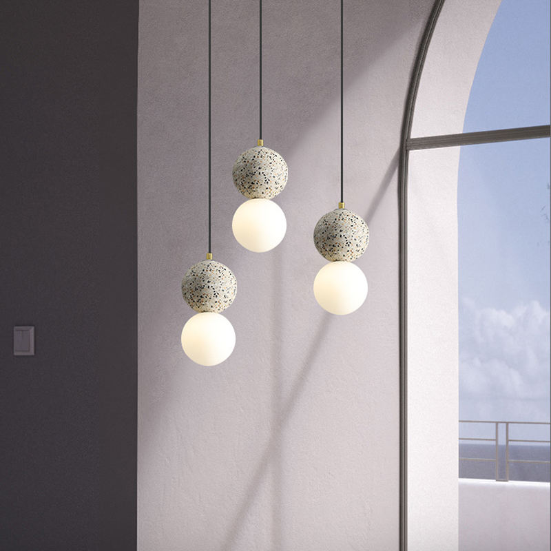 Terrazzo Ball Pendant Light White White light Pendant Light Galileo Lights