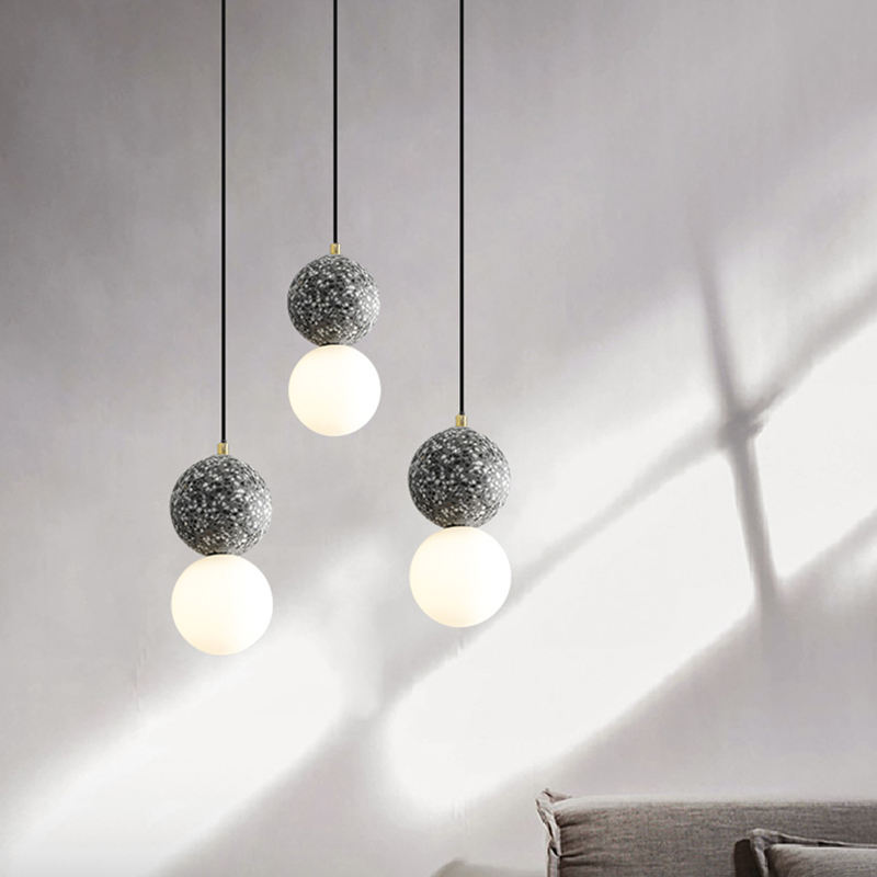 Terrazzo Ball Pendant Light Gray White light Pendant Light Galileo Lights