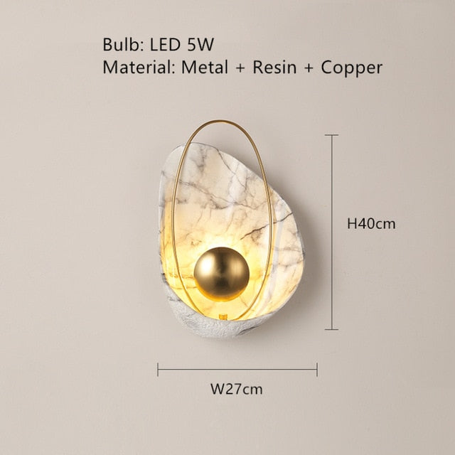 Marble and Copper Shell Shaped Wall Lamp White Wall Lamp Galileo Lights