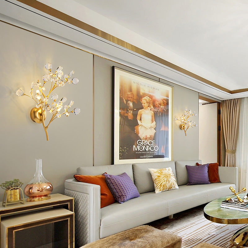 Golden Crystal Tree Branches Wall Lamp Wall Lamp Galileo Lights