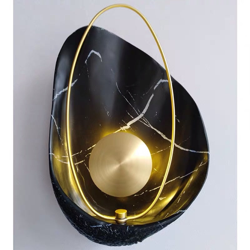 Marble and Copper Shell Shaped Wall Lamp Wall Lamp Galileo Lights
