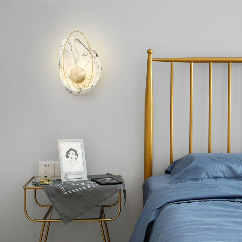 Marble and Copper Shell Shaped Wall Lamp Wall Lamp Galileo Lights