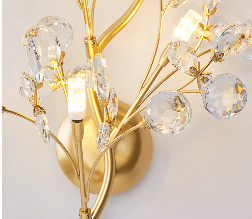 Golden Crystal Tree Branches Wall Lamp Wall Lamp Galileo Lights