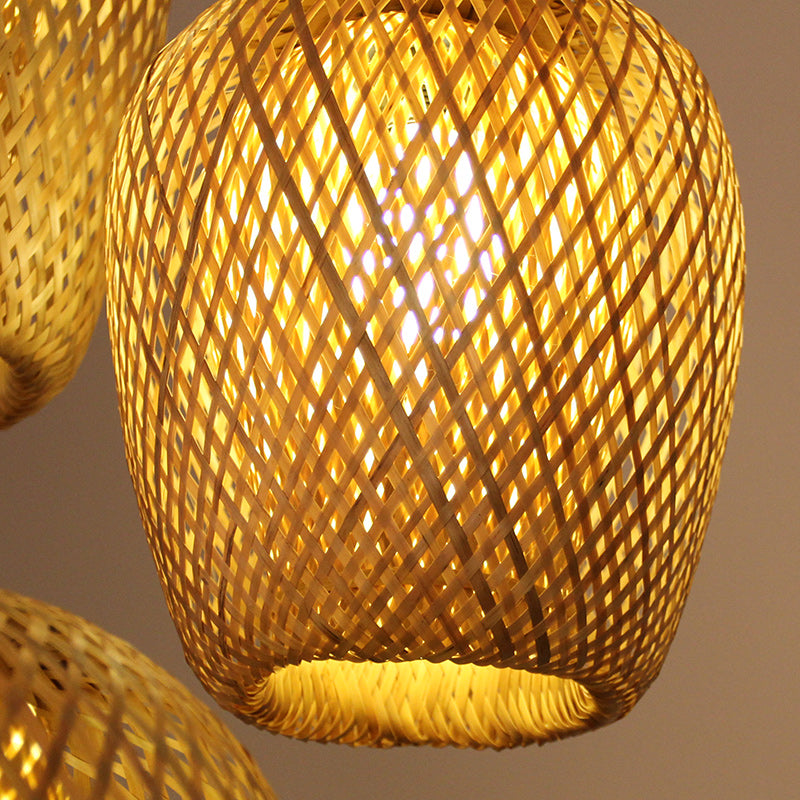 Triple Bamboo Woven Pendant Light Pendant Light Galileo Lights