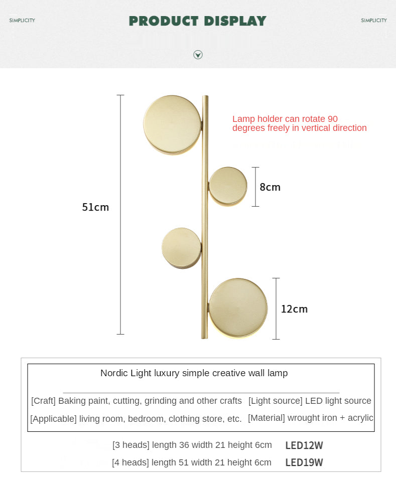 Nordic Modern Gold and Black Light Luxury Long Wall Lamp Wall Lamp Galileo Lights
