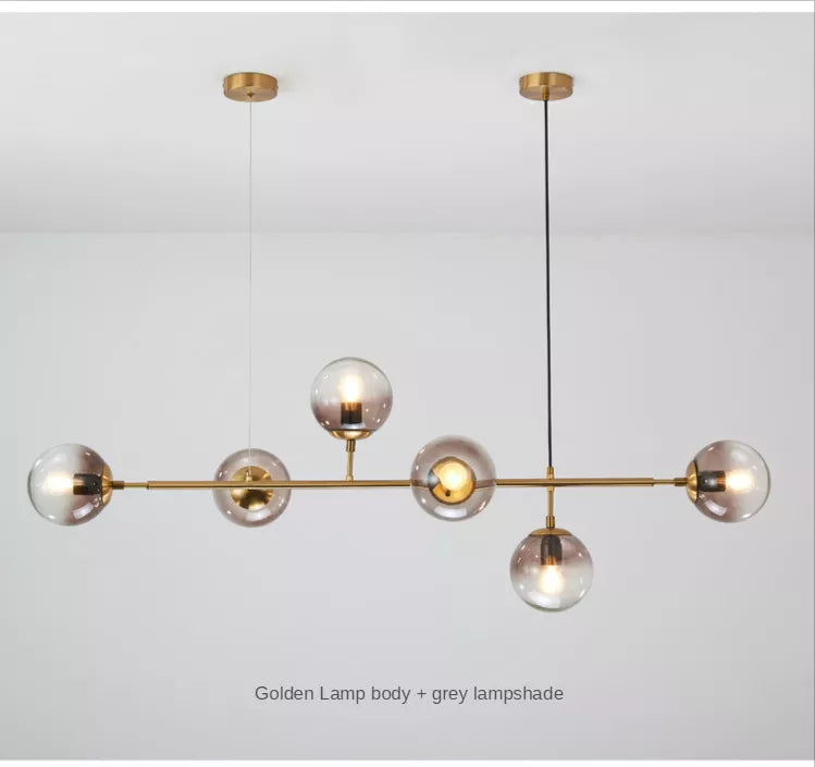 Orion Smoky Gray Gold 6 Heads Chandelier Galileo Lights