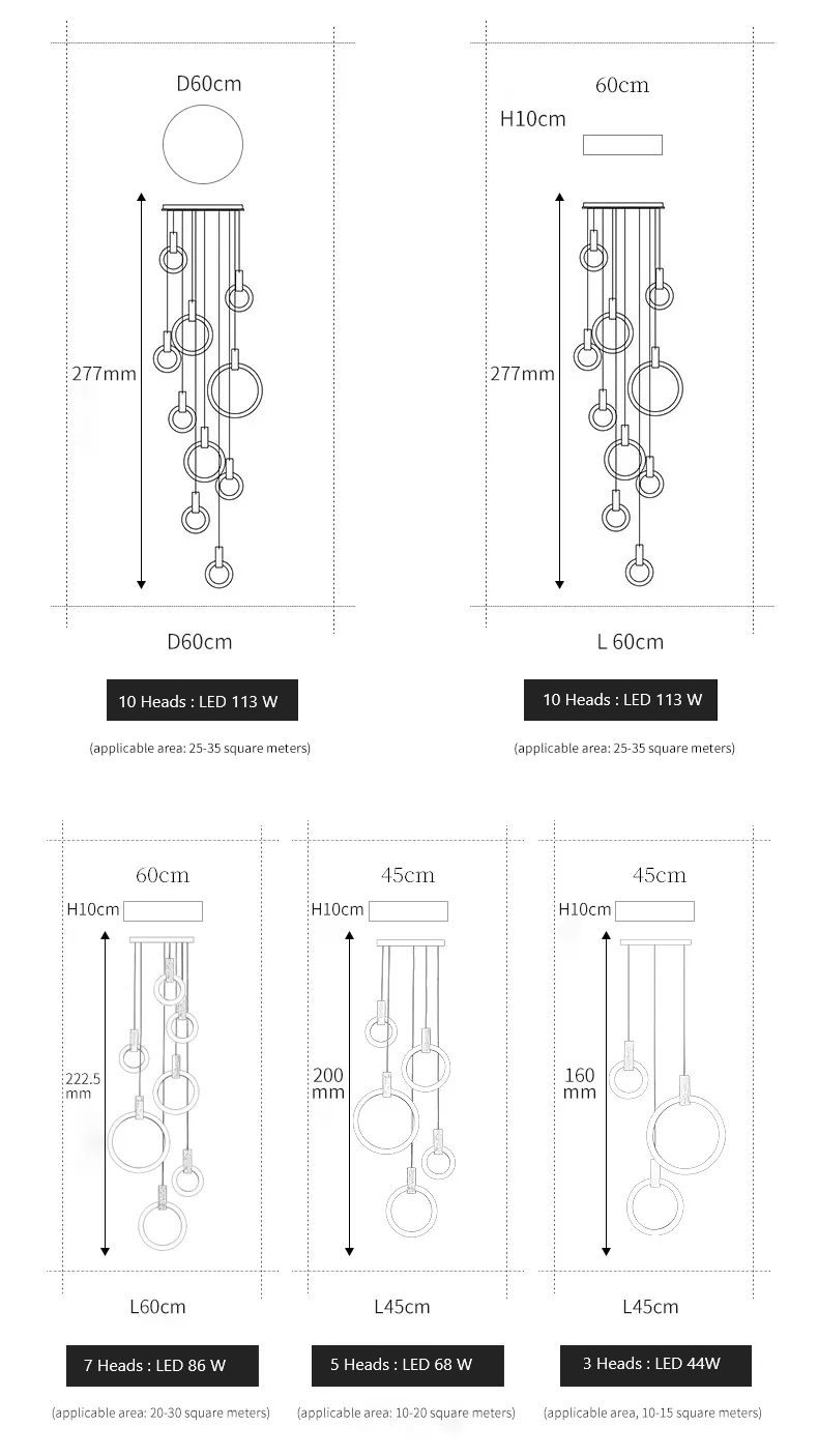 Rings Chandelier Galileo Lights