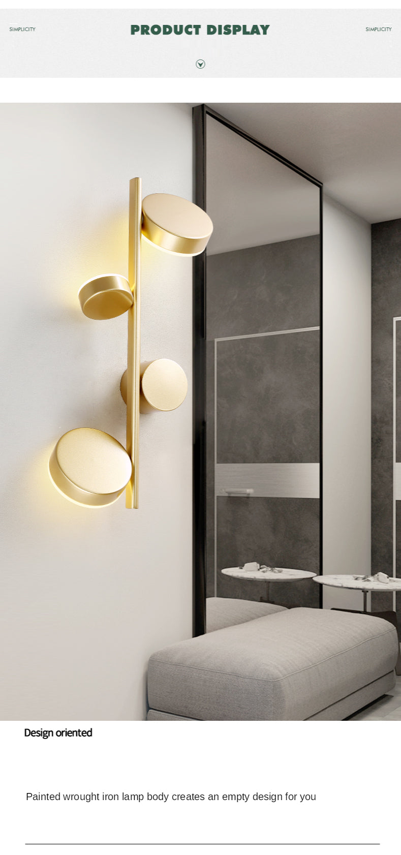 Nordic Modern Gold and Black Light Luxury Long Wall Lamp Wall Lamp Galileo Lights