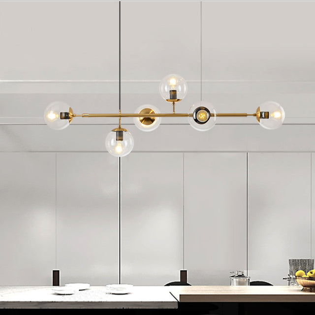 Orion Clear Gold 6 Heads Chandelier Galileo Lights