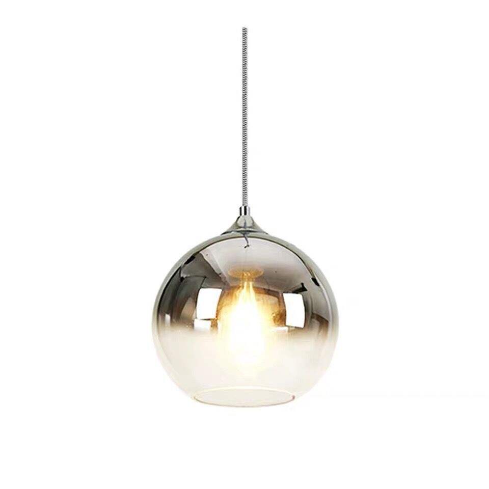 Glass Ball Single Head Chandelier Silver Pendant Light Galileo Lights