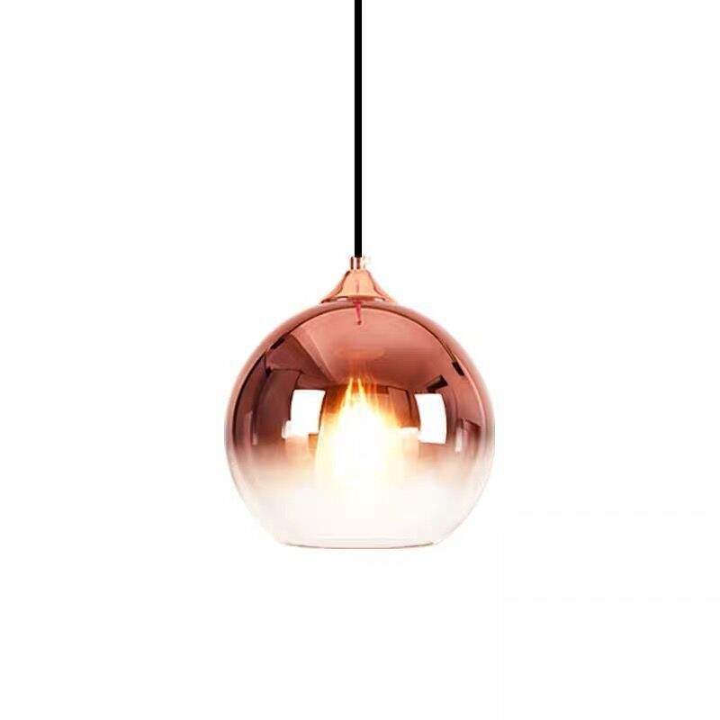 Glass Ball Single Head Chandelier Rose Gold Pendant Light Galileo Lights