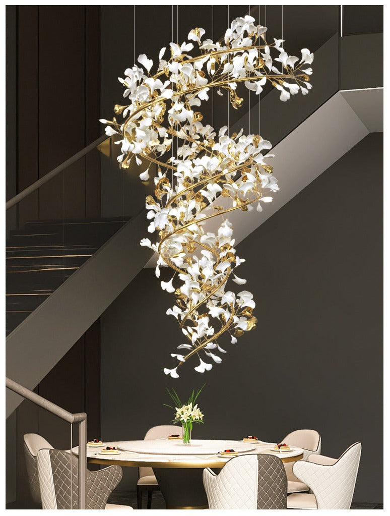 Ginkgo Cascading B (Spiral) Chandelier Galileo Lights