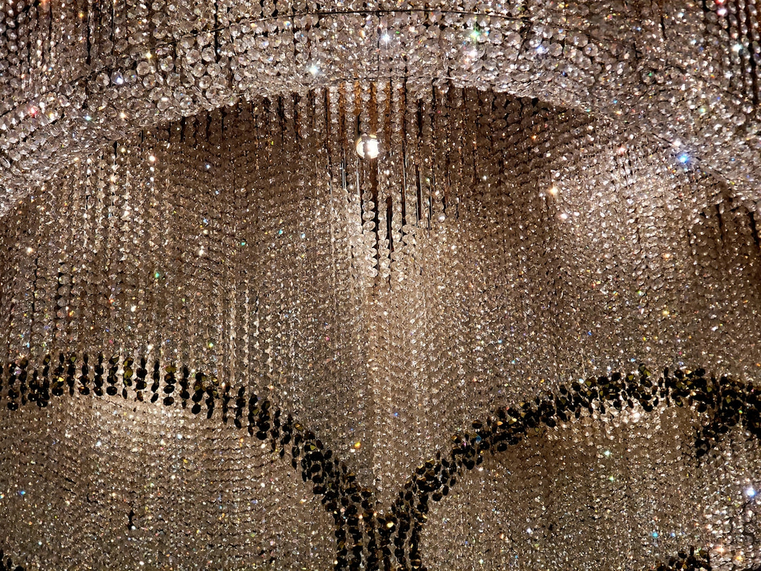 Elaborate crystal chandelier with cascading strands
