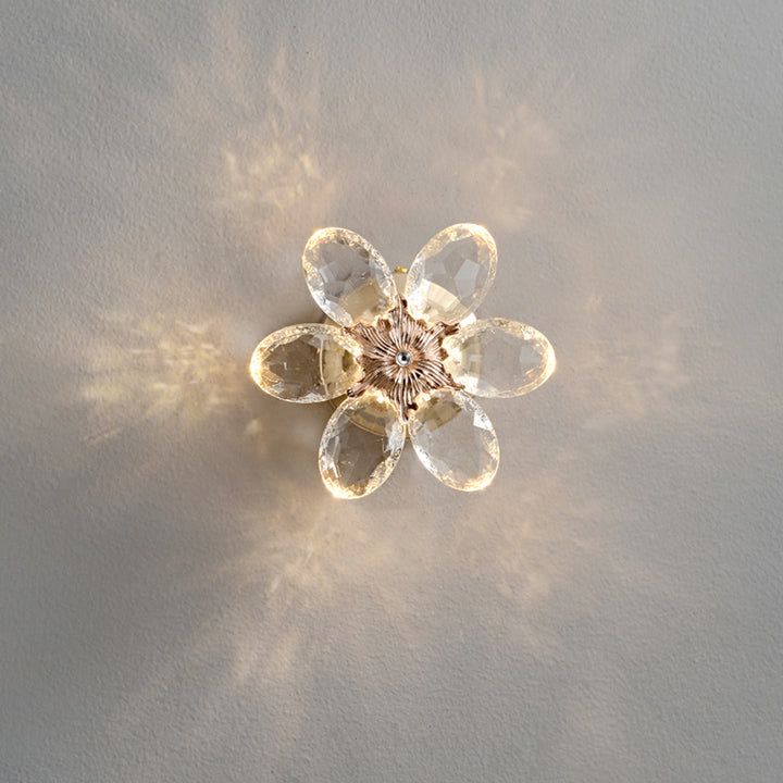 Modern Crystal Wall Sconce LED Light Fixture with K9 Glass Prisms for Bedroom Hallway Ambient Lighting