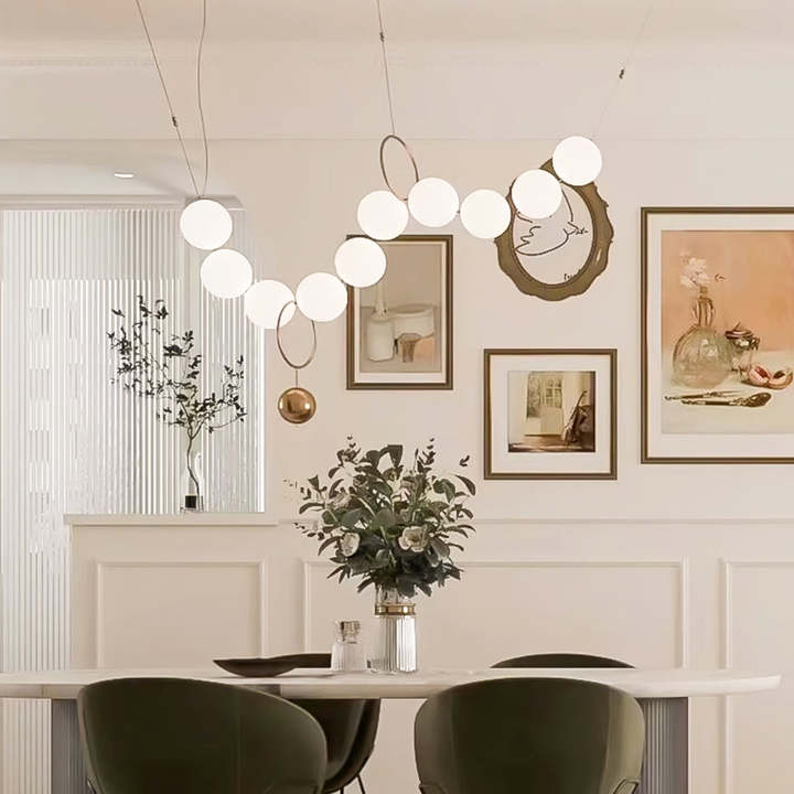 Modern Gold Glass Globe Necklace LED Pendant Light Creative Garland Chandelier Dining Room Bar Lighting Factory Wholesale Custom