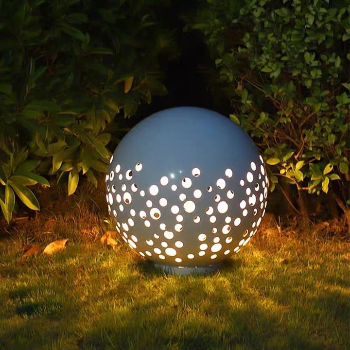 Modern Outdoor Villa Courtyard, Park Landscape Outdoor Lamps Hollow Ball Design Stainless Steel Lamp Body
