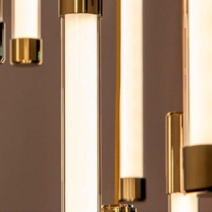 gold black color LED lighting modern extra long chandelier for stairs