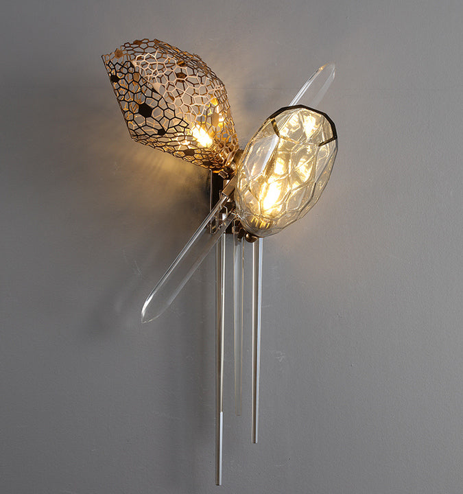 Led Brass Modern Glass Wall Sconce Fitting Bracket Light Indoor Cristal Murano Glass Wall Lamp