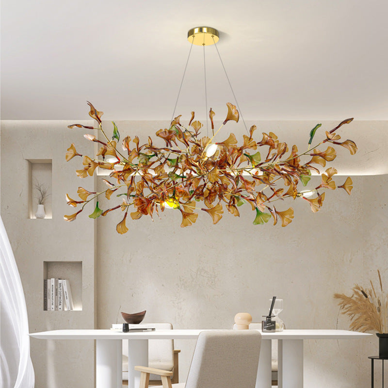Ginkgo - Amber A Amber (Green Accents) Chandelier Galileo Lights
