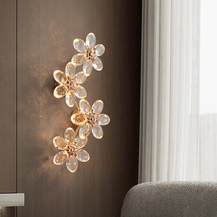 Modern Crystal Wall Sconce LED Light Fixture with K9 Glass Prisms for Bedroom Hallway Ambient Lighting