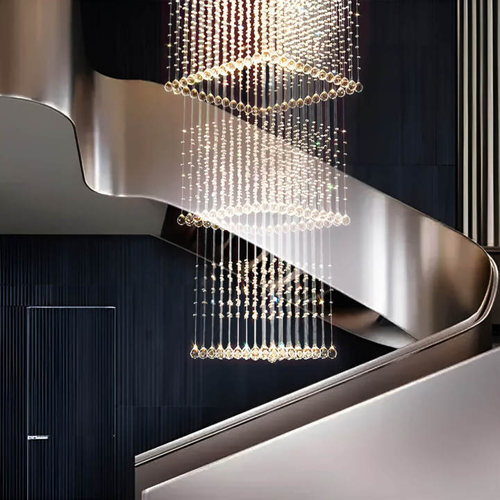 Raindrop Linear Chandelier Square Long Crystal Raindrop Chandelier