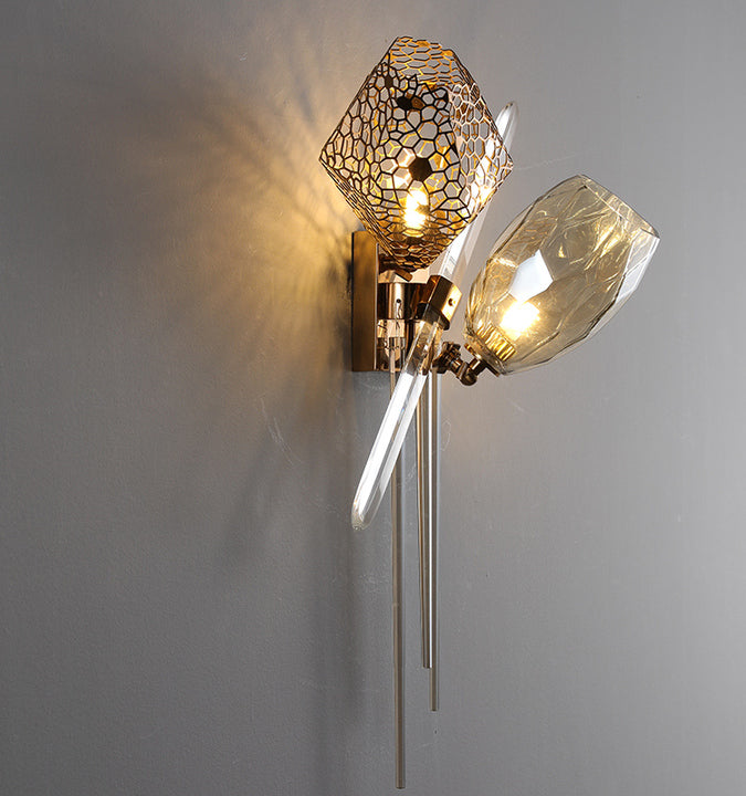 Led Brass Modern Glass Wall Sconce Fitting Bracket Light Indoor Cristal Murano Glass Wall Lamp