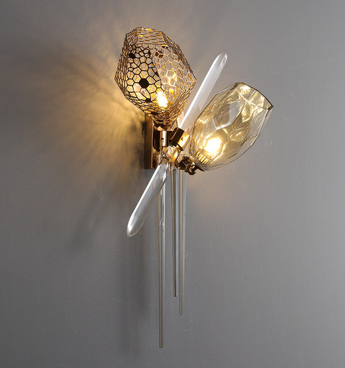 Led Brass Modern Glass Wall Sconce Fitting Bracket Light Indoor Cristal Murano Glass Wall Lamp