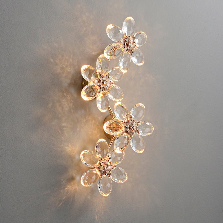 Modern Crystal Wall Sconce LED Light Fixture with K9 Glass Prisms for Bedroom Hallway Ambient Lighting