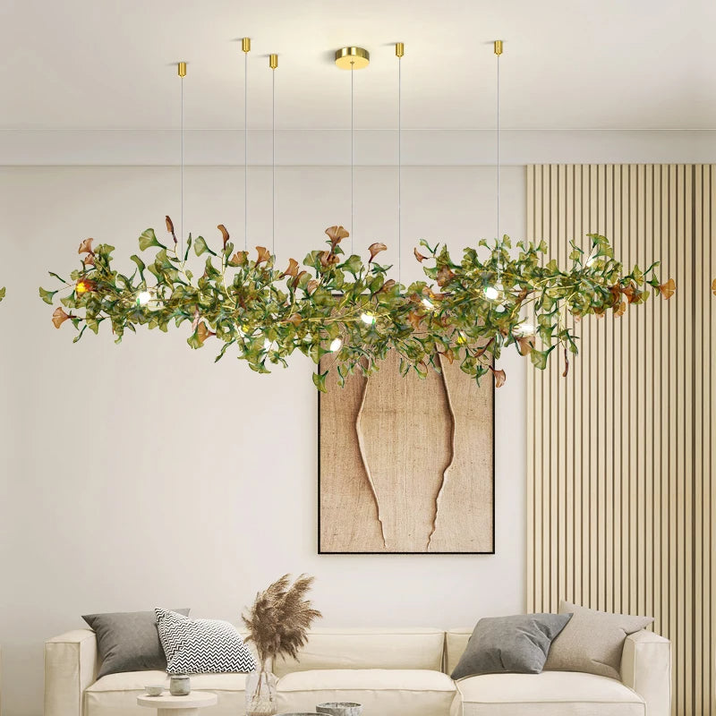 Ginkgo - Amber D Green (Amber Accents) Chandelier Galileo Lights