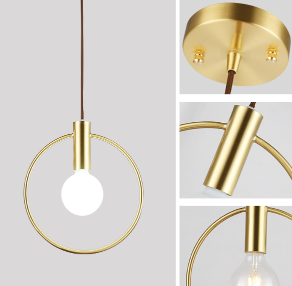 Minimalist Nordic Brass Circle Bulb Chandelier Pendant Light Galileo Lights