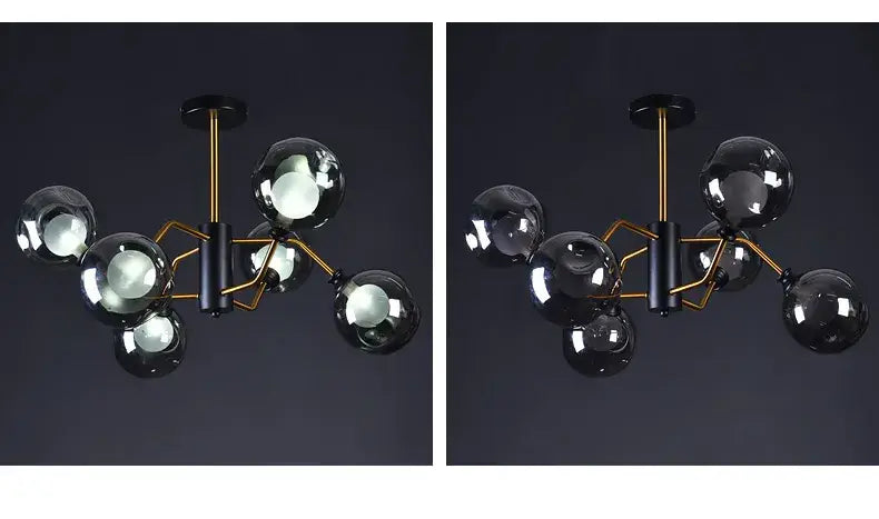 Photuris Double Smoke Grey 6 Heads Chandelier Galileo Lights