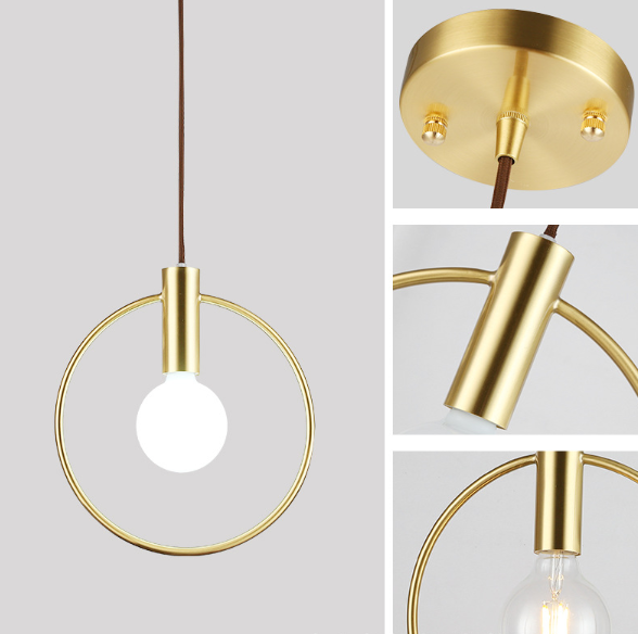 Minimalist Nordic Brass Circle Bulb Chandelier Pendant Light Galileo Lights