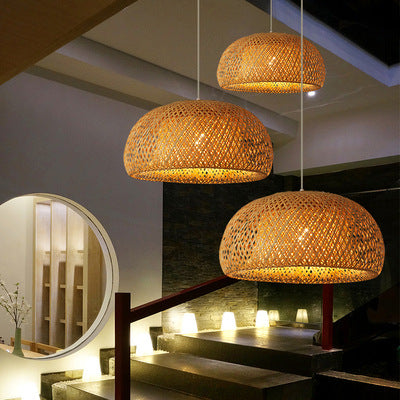 Bamboo Woven Japanese Pendant Light Pendant Light Galileo Lights
