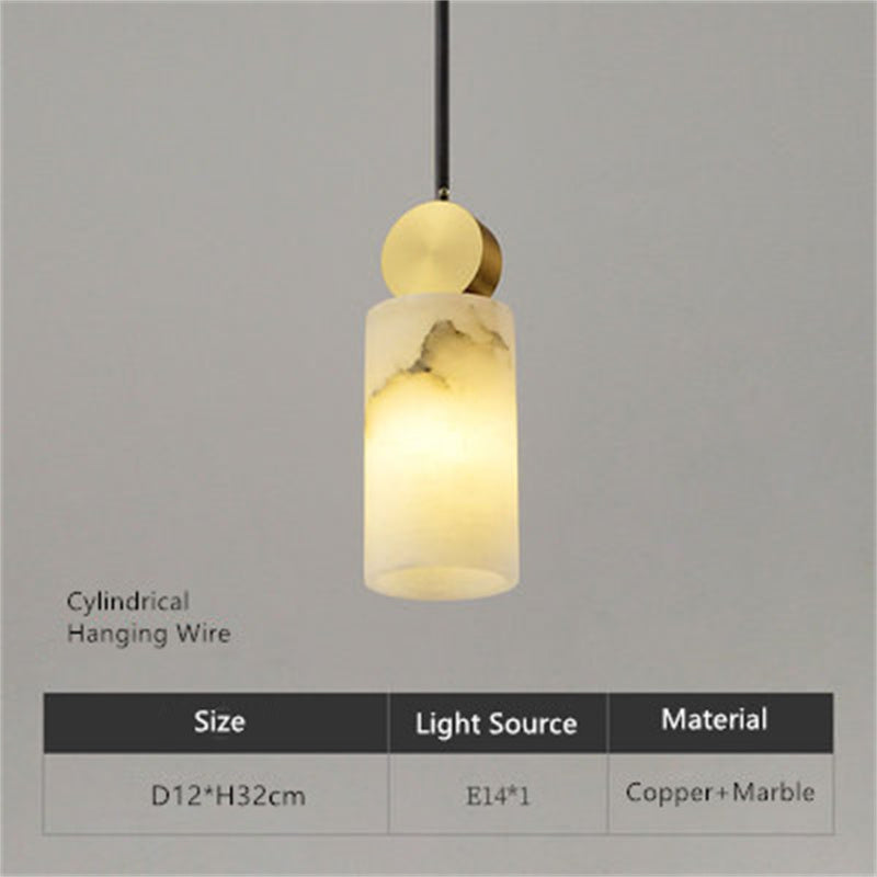 Creative Marble and Copper Pendant Light Cylinder Pendant Light Galileo Lights