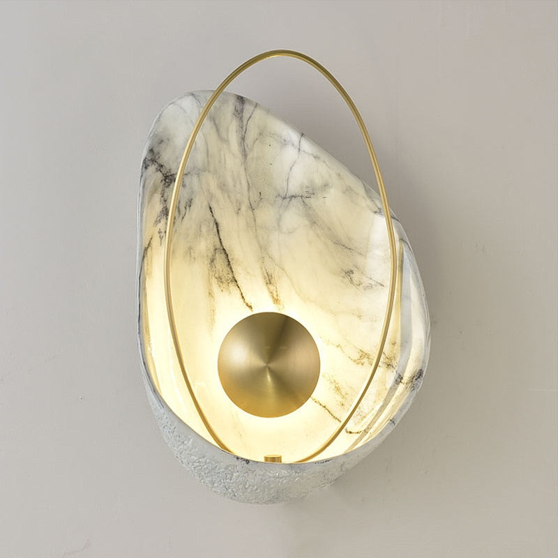 Marble and Copper Shell Shaped Wall Lamp Wall Lamp Galileo Lights