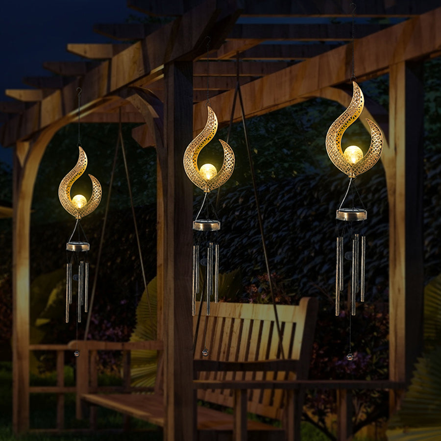 Solar Wrought Iron Wind Chime Outdoor Flame Lamp Outdoor Light Galileo Lights