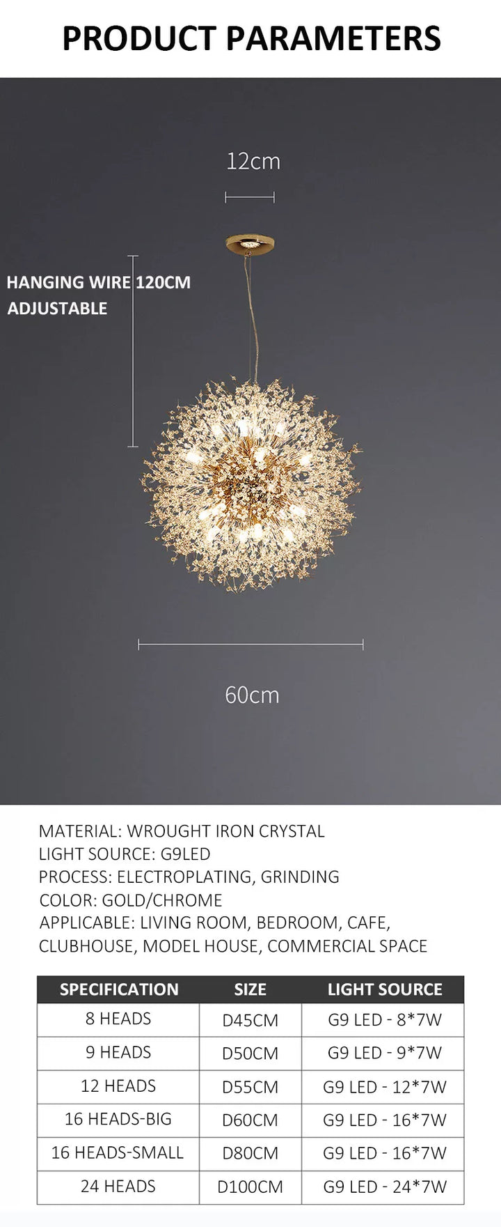 Dandelion Crystal Pendant Light Pendant Light Galileo Lights