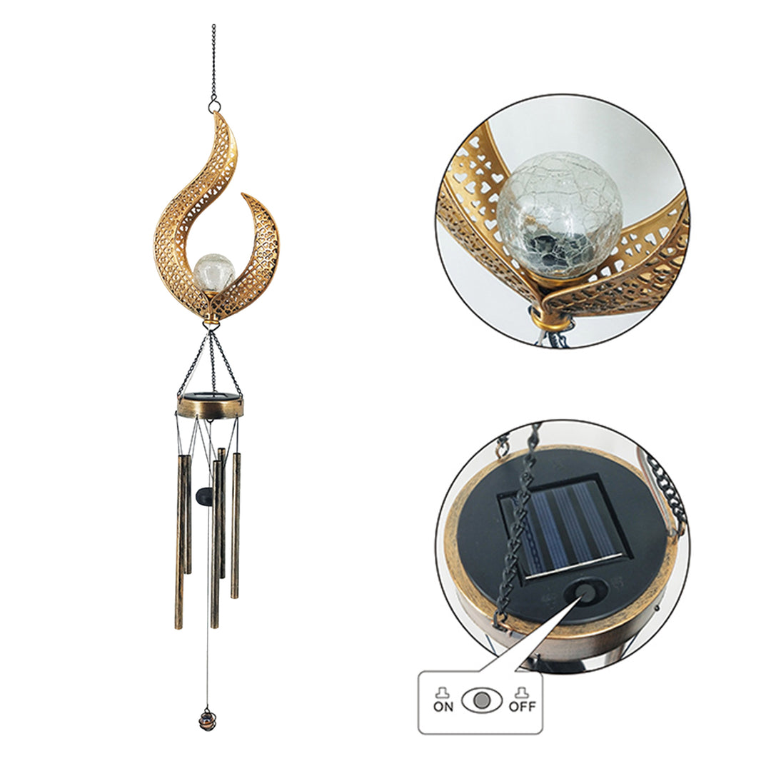 Solar Wrought Iron Wind Chime Outdoor Flame Lamp 0.5W Outdoor Light Galileo Lights