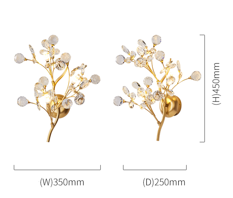 Golden Crystal Tree Branches Wall Lamp Wall Lamp Galileo Lights